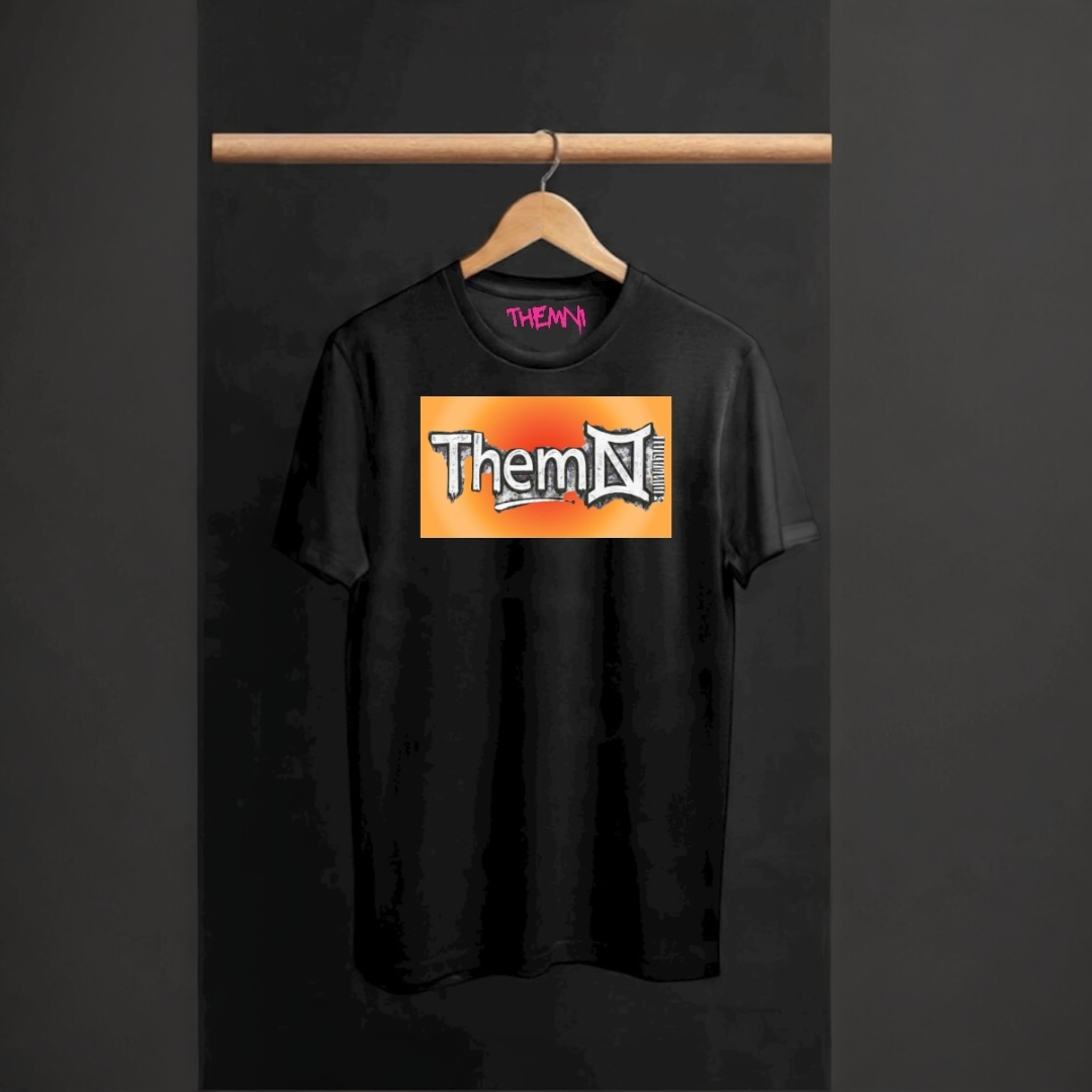 Black short sleeve t-shirt orange Aura