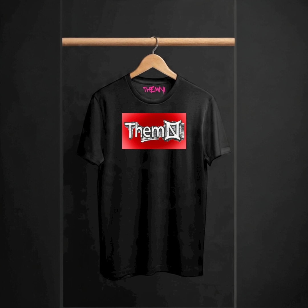 Black short sleeve t-shirt red Aura