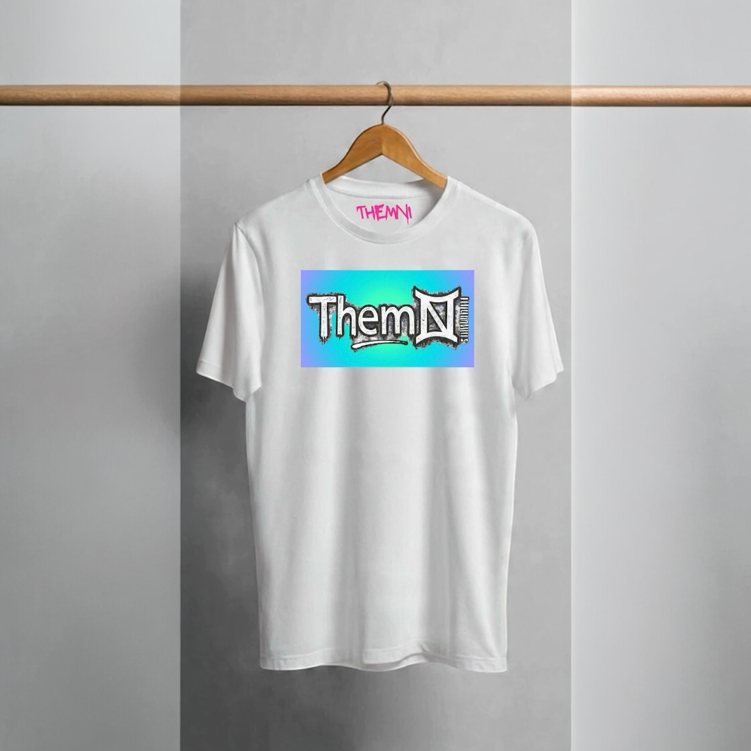 White short sleeve t-shirt turquoise Aura