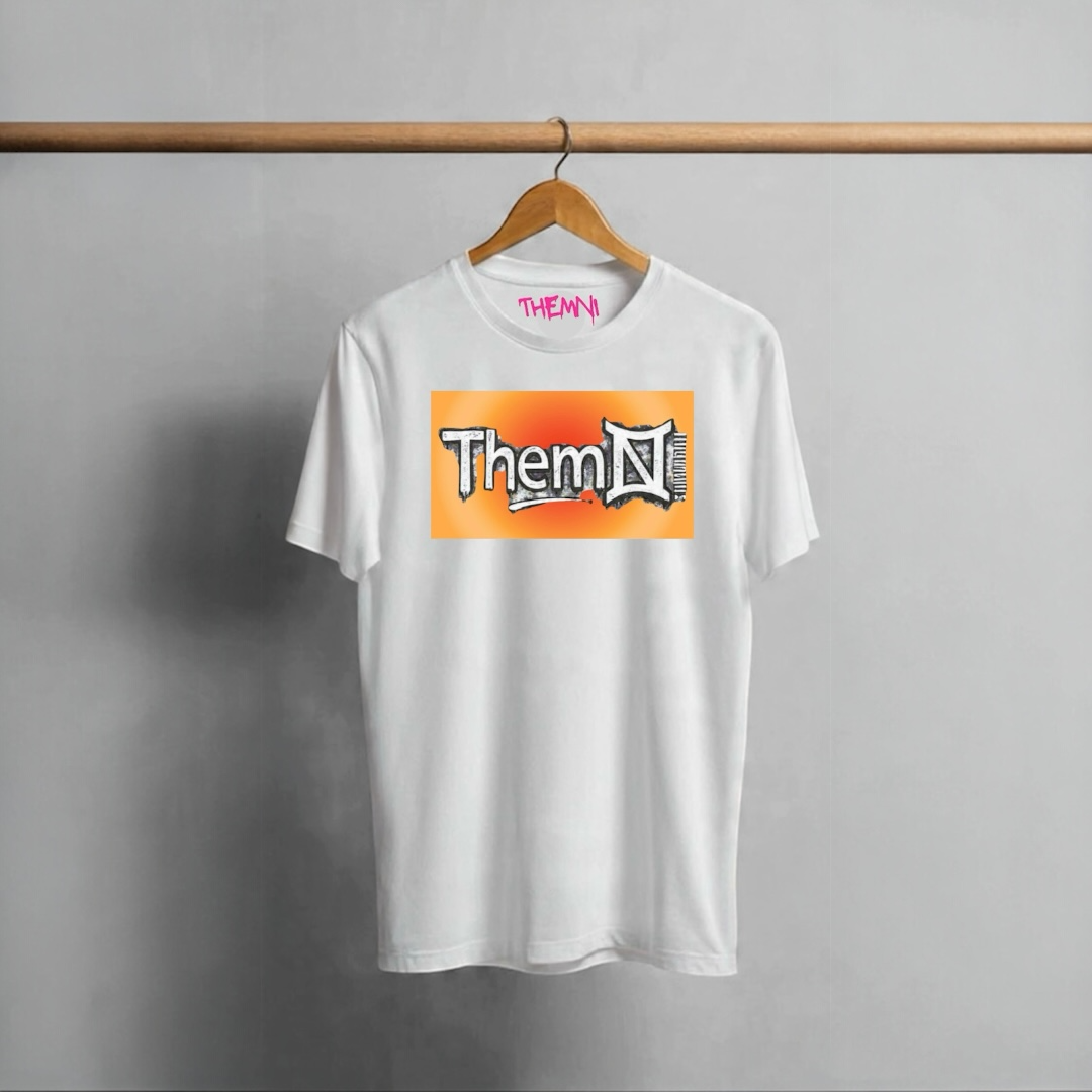 White short sleeve t-shirt orange Aura