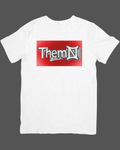 White short sleeve t-shirt red Aura Unisex Fit (Men’s Sizing)