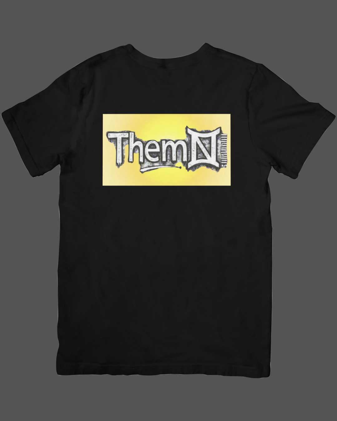 Black short sleeve t-shirt yellow Aura